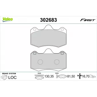 Jeu de 4 plaquettes de frein avant VALEO 302683