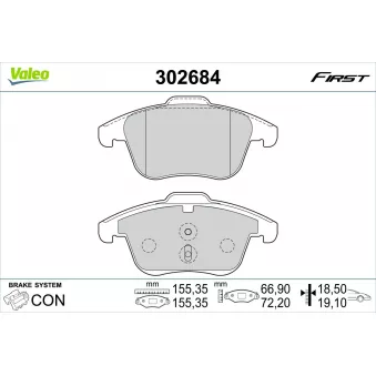 Jeu de 4 plaquettes de frein avant VALEO 302684