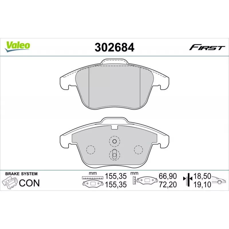Jeu de 4 plaquettes de frein avant VALEO 302684
