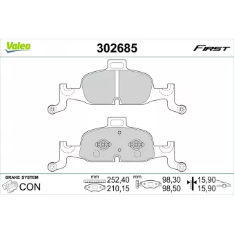 Jeu de 4 plaquettes de frein avant VALEO 302685