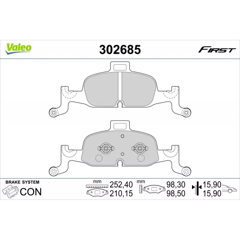 Jeu de 4 plaquettes de frein avant VALEO 302685