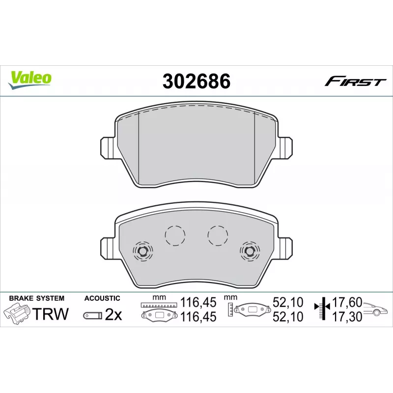 Jeu de 4 plaquettes de frein avant VALEO 302686