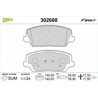 Jeu de 4 plaquettes de frein avant VALEO 302688