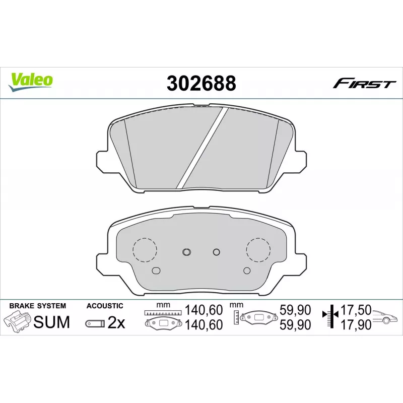 Jeu de 4 plaquettes de frein avant VALEO 302688