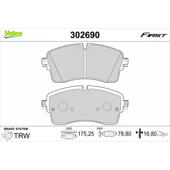 Jeu de 4 plaquettes de frein avant VALEO 302690