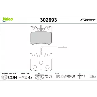 Jeu de 4 plaquettes de frein avant VALEO 302693