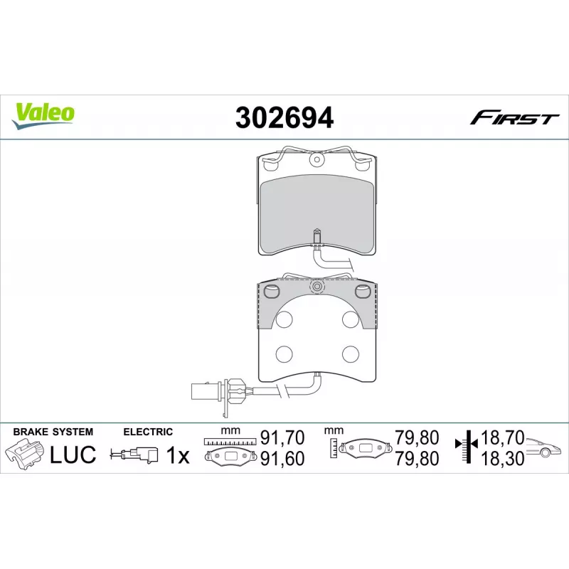Jeu de 4 plaquettes de frein avant VALEO 302694