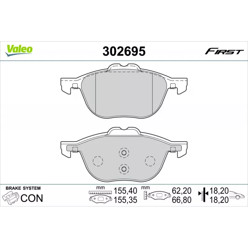 Jeu de 4 plaquettes de frein avant VALEO 302695