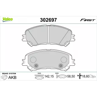 Jeu de 4 plaquettes de frein avant VALEO 302697