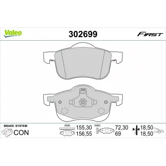 Jeu de 4 plaquettes de frein avant VALEO 302699