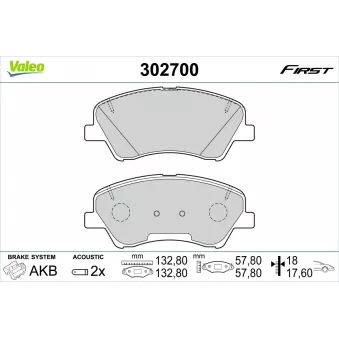 Jeu de 4 plaquettes de frein avant VALEO 302700