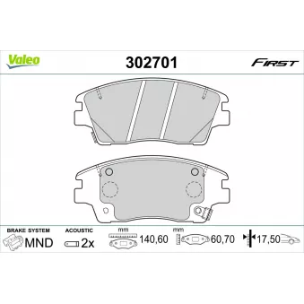 Jeu de 4 plaquettes de frein avant VALEO 302701