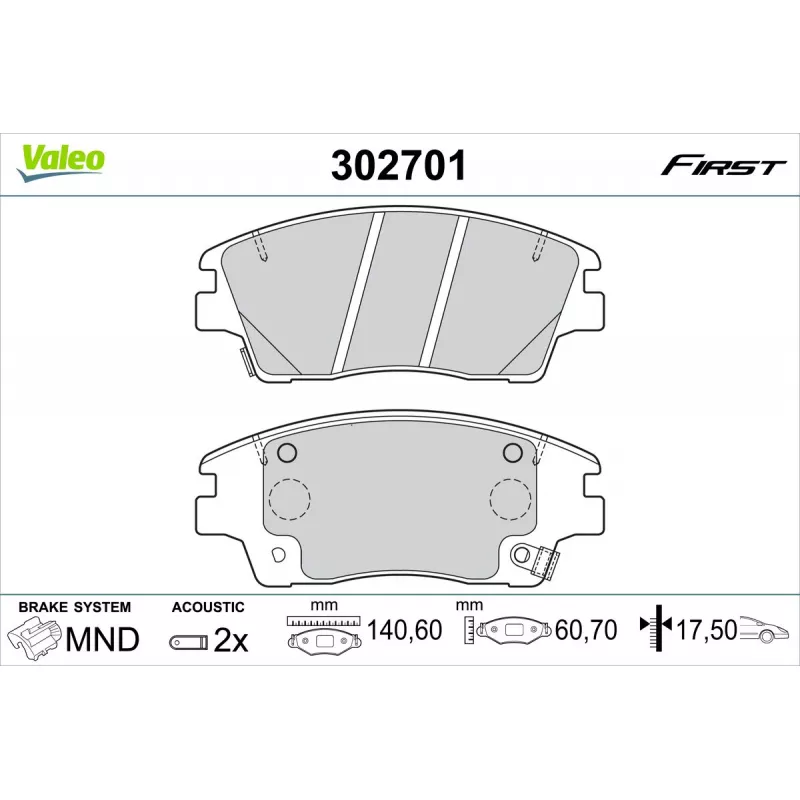 Jeu de 4 plaquettes de frein avant VALEO 302701