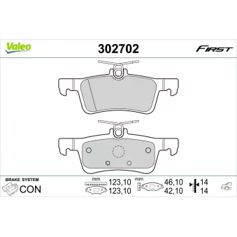 Jeu de 4 plaquettes de frein arrière VALEO 302702