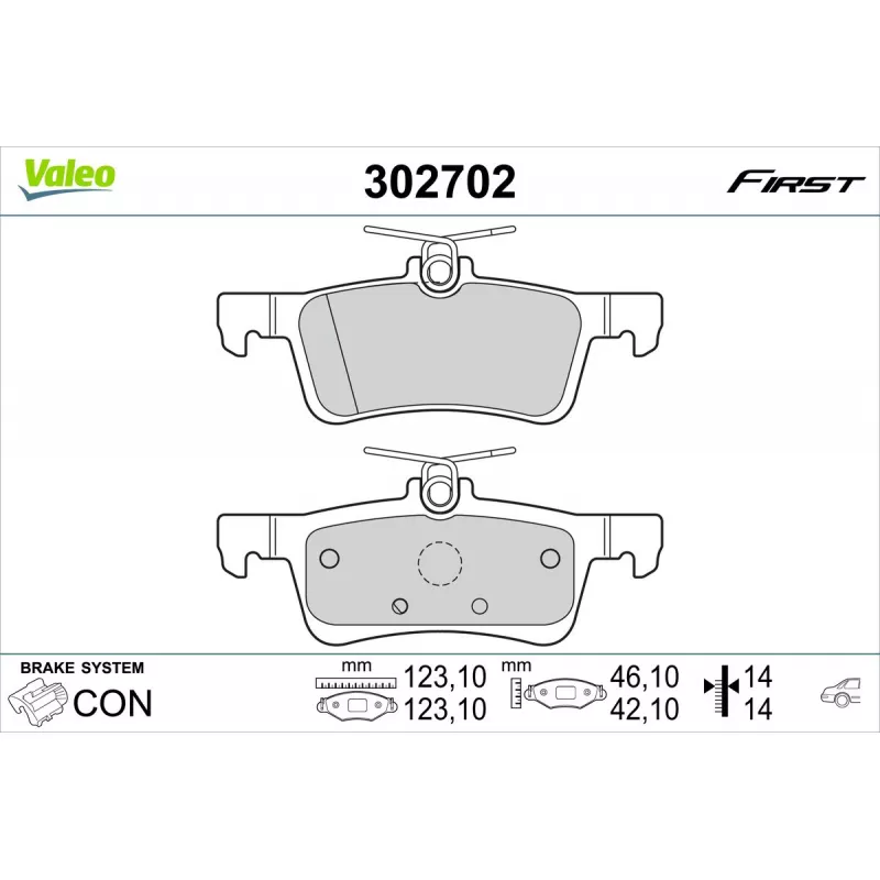 Jeu de 4 plaquettes de frein arrière VALEO 302702