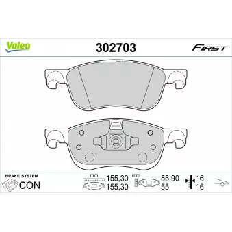 Jeu de 4 plaquettes de frein avant VALEO 302703