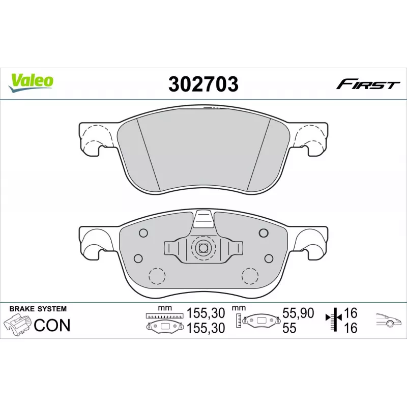 Jeu de 4 plaquettes de frein avant VALEO 302703