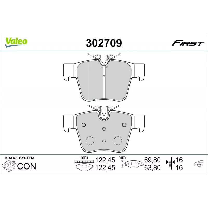 Jeu de 4 plaquettes de frein arrière VALEO 302709