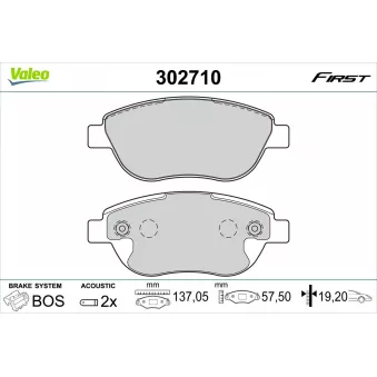 Jeu de 4 plaquettes de frein avant VALEO 302710