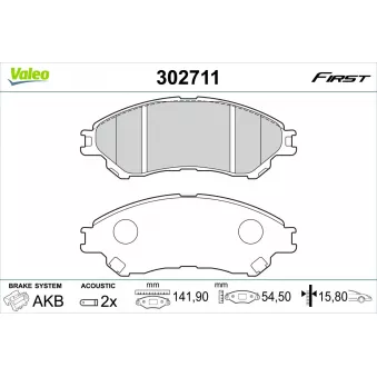 Jeu de 4 plaquettes de frein avant VALEO 302711