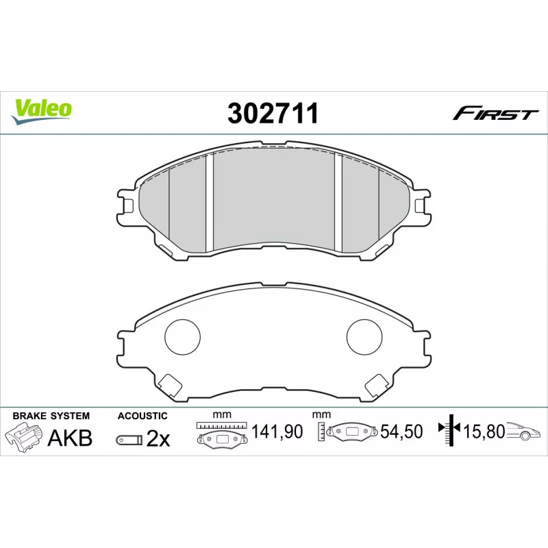 Jeu de 4 plaquettes de frein avant VALEO 302711
