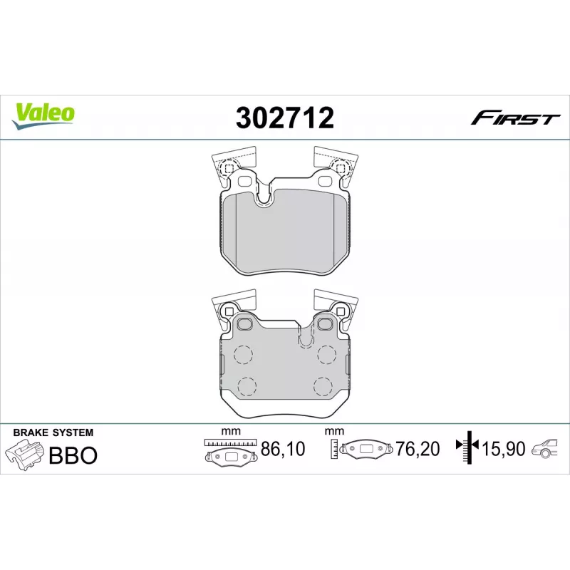 Jeu de 4 plaquettes de frein arrière VALEO 302712