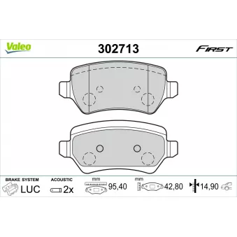 Jeu de 4 plaquettes de frein arrière VALEO 302713
