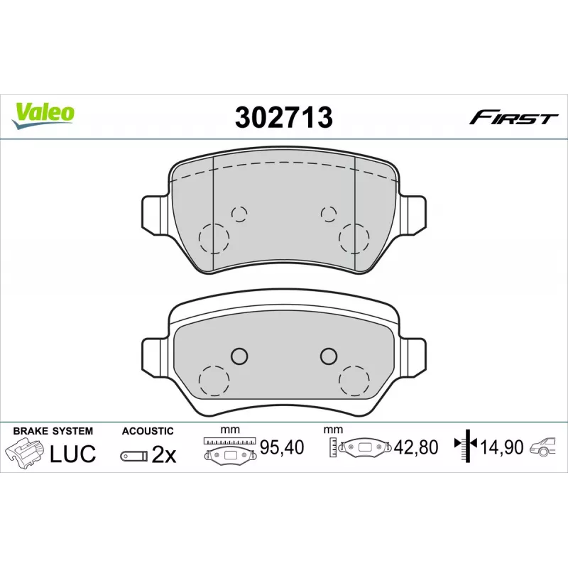 Jeu de 4 plaquettes de frein arrière VALEO 302713