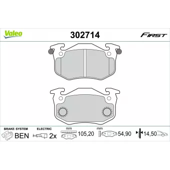Jeu de 4 plaquettes de frein avant VALEO 302714