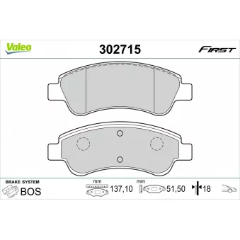 Jeu de 4 plaquettes de frein avant VALEO 302715