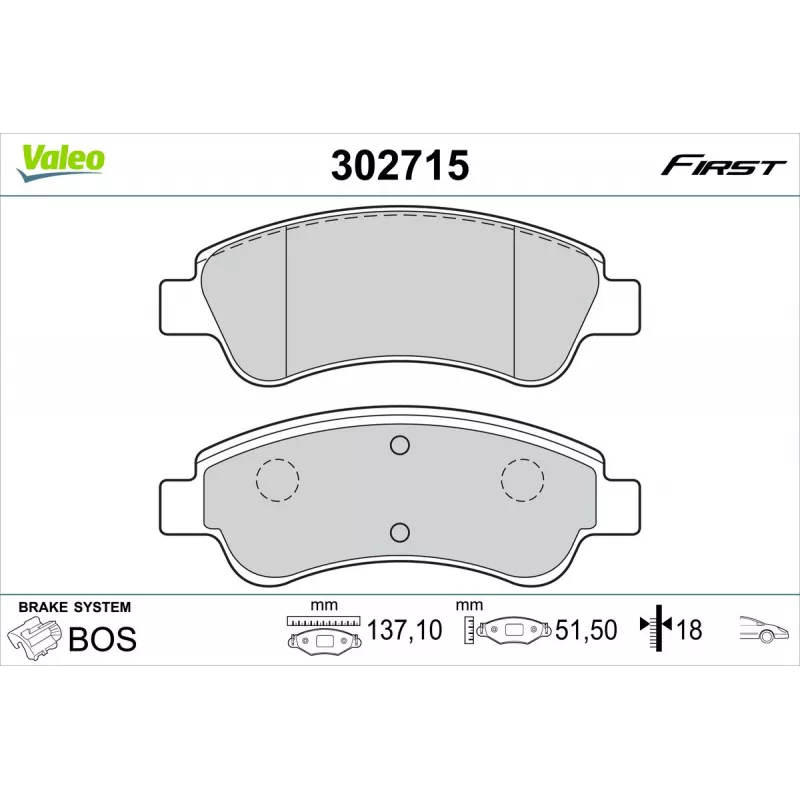 Jeu de 4 plaquettes de frein avant VALEO 302715