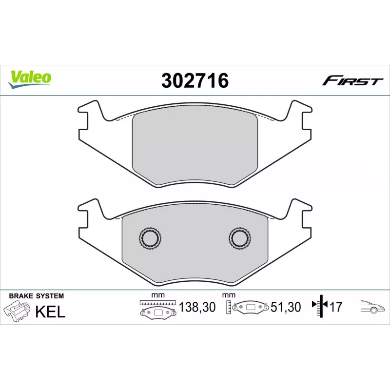 Jeu de 4 plaquettes de frein avant VALEO 302716