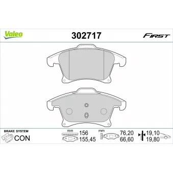 Jeu de 4 plaquettes de frein avant VALEO 302717