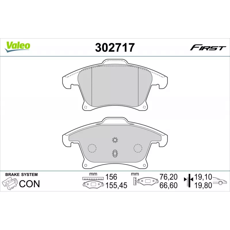 Jeu de 4 plaquettes de frein avant VALEO 302717