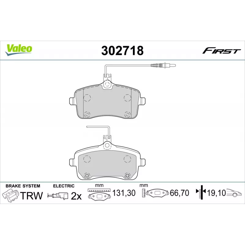 Jeu de 4 plaquettes de frein avant VALEO 302718