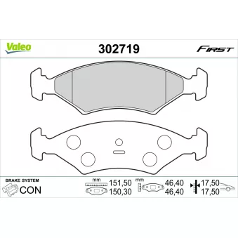 Jeu de 4 plaquettes de frein avant VALEO 302719