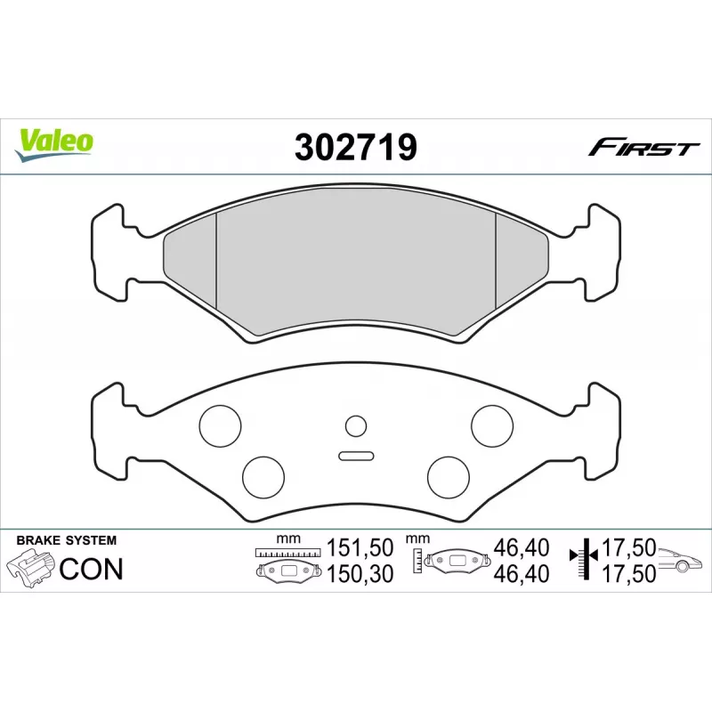 Jeu de 4 plaquettes de frein avant VALEO 302719