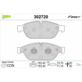 Jeu de 4 plaquettes de frein avant VALEO 302720