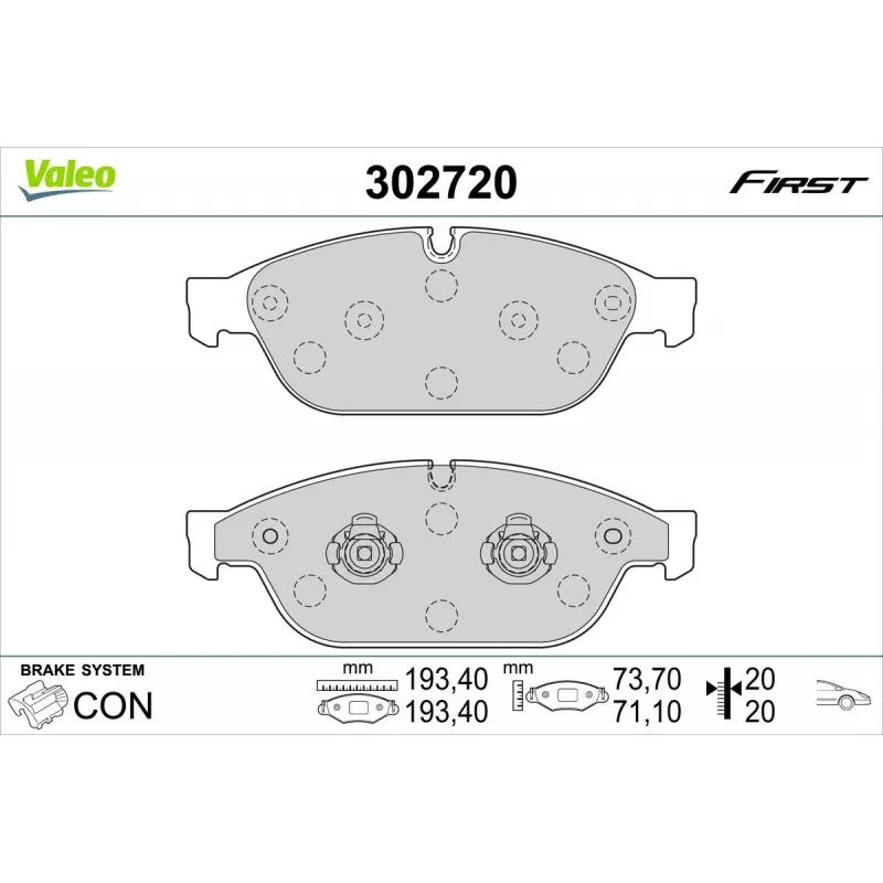 Jeu de 4 plaquettes de frein avant VALEO 302720