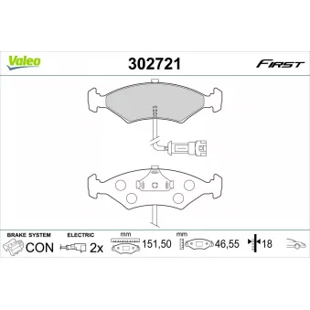 Jeu de 4 plaquettes de frein avant VALEO 302721