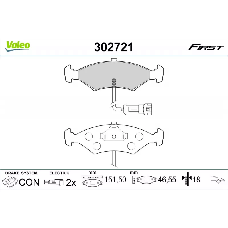 Jeu de 4 plaquettes de frein avant VALEO 302721