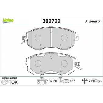 Jeu de 4 plaquettes de frein avant VALEO 302722