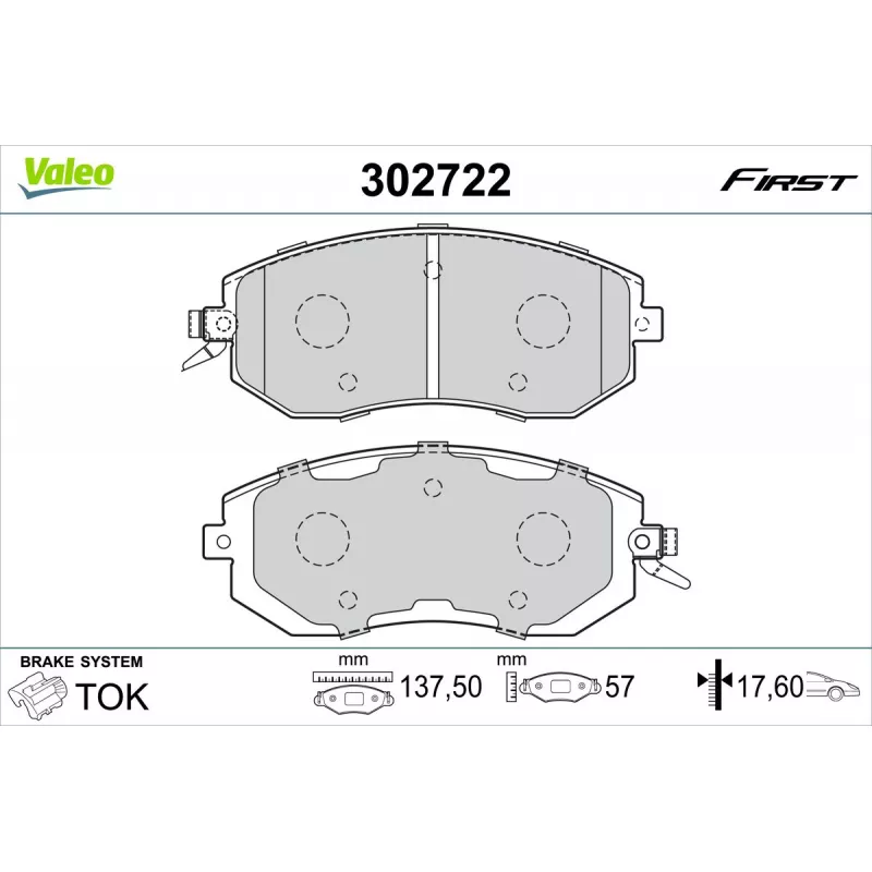 Jeu de 4 plaquettes de frein avant VALEO 302722