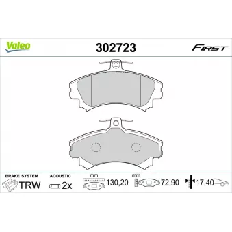 Jeu de 4 plaquettes de frein avant VALEO 302723