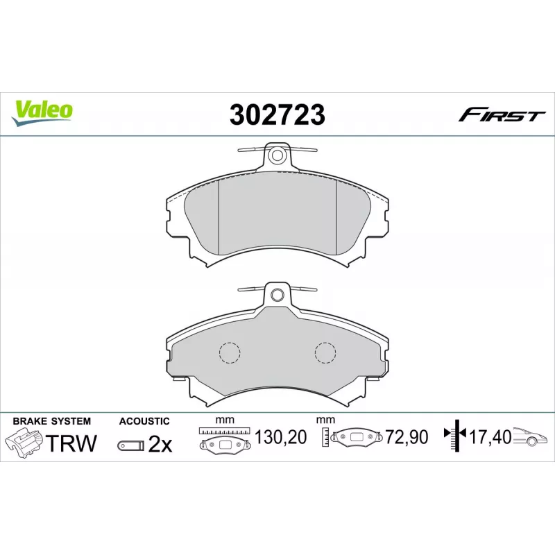 Jeu de 4 plaquettes de frein avant VALEO 302723