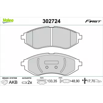 Jeu de 4 plaquettes de frein avant VALEO 302724