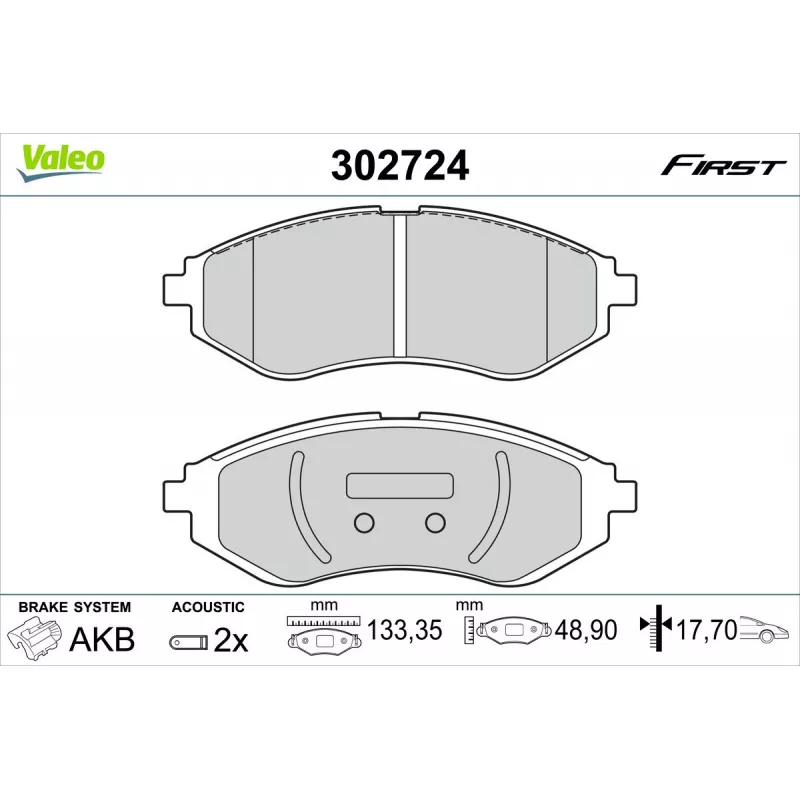 Jeu de 4 plaquettes de frein avant VALEO 302724