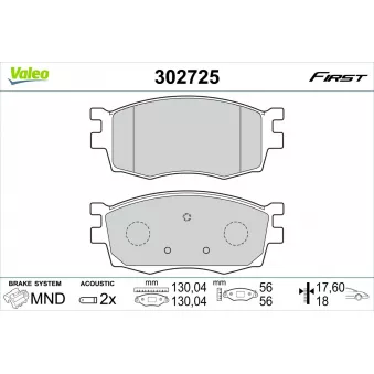 Jeu de 4 plaquettes de frein avant VALEO 302725
