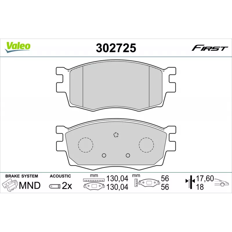 Jeu de 4 plaquettes de frein avant VALEO 302725