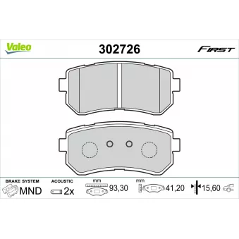 Jeu de 4 plaquettes de frein arrière VALEO 302726